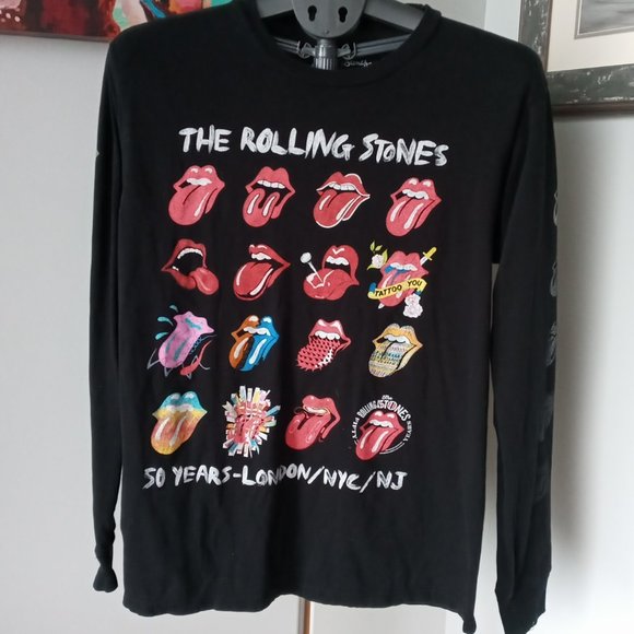 The Rolling Stones 50 years-London-NYC-N.J.black long sleeve Tee Size Medium - Picture 1 of 7